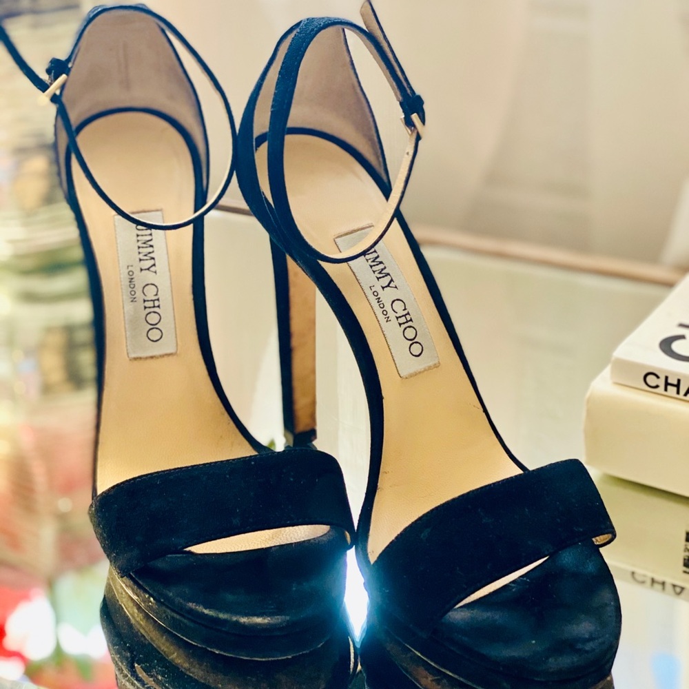 Beautiful Black Velvet Jimmy Choo Stiletto Heels